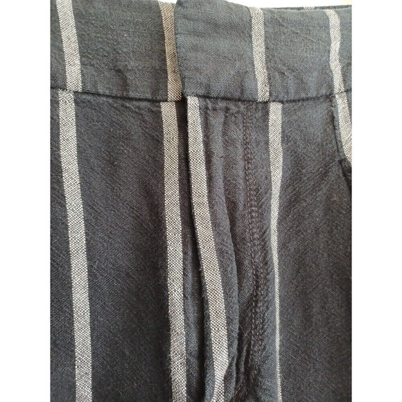 GAP women's wide leg linen blend pant 00 black white stripe coastal work/play - Picture 2 of 12